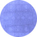 Round Oriental Blue Industrial Rug, urb782blu