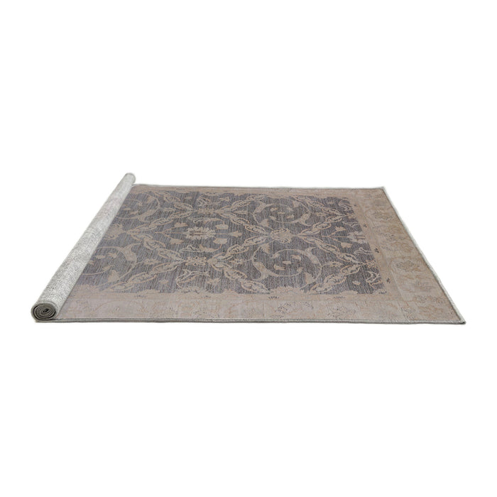 Sideview of Machine Washable Industrial Modern Khaki Rose Pink Rug, wshurb783