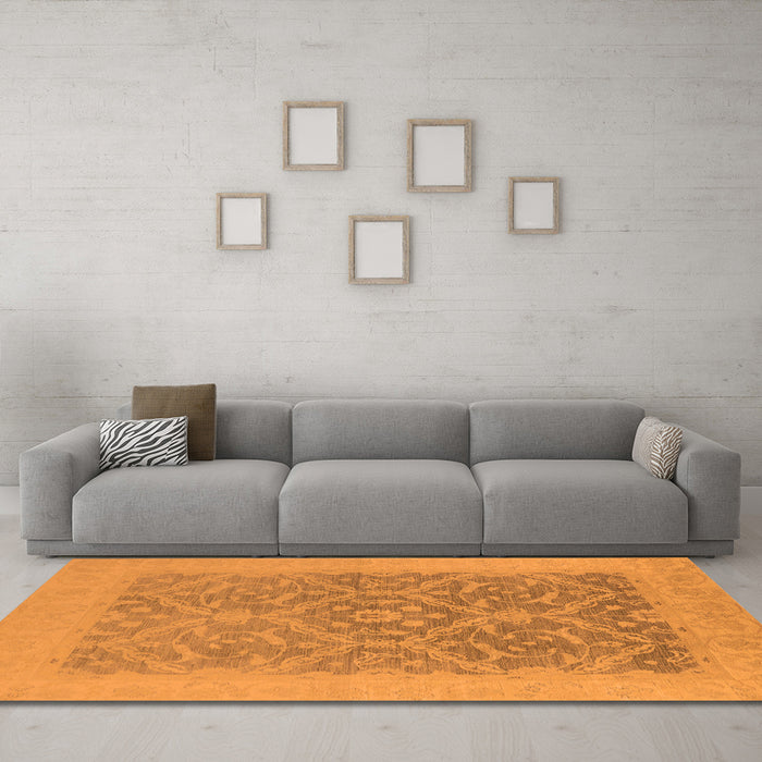 Machine Washable Oriental Orange Traditional Area Rugs in a Living Room, wshurb783org