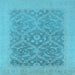 Square Machine Washable Oriental Light Blue Traditional Rug, wshurb783lblu