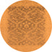 Round Oriental Orange Traditional Rug, urb783org