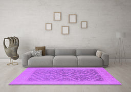 Machine Washable Oriental Purple Traditional Area Rugs in a Living Room, wshurb783pur