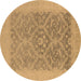 Round Oriental Brown Traditional Rug, urb783brn