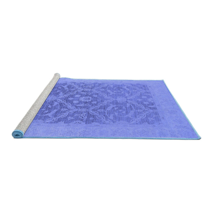 Sideview of Machine Washable Oriental Blue Traditional Rug, wshurb783blu
