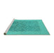 Sideview of Machine Washable Oriental Turquoise Traditional Area Rugs, wshurb783turq