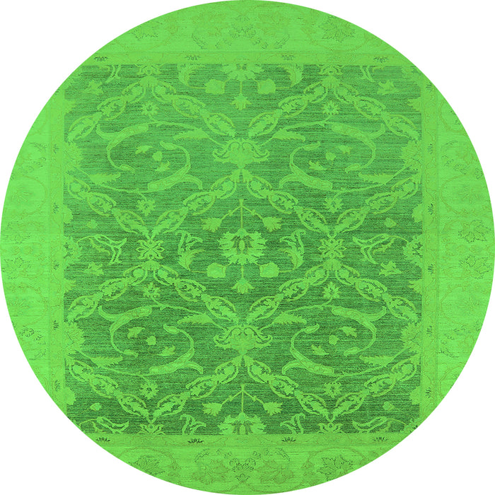 Round Oriental Green Traditional Rug, urb783grn