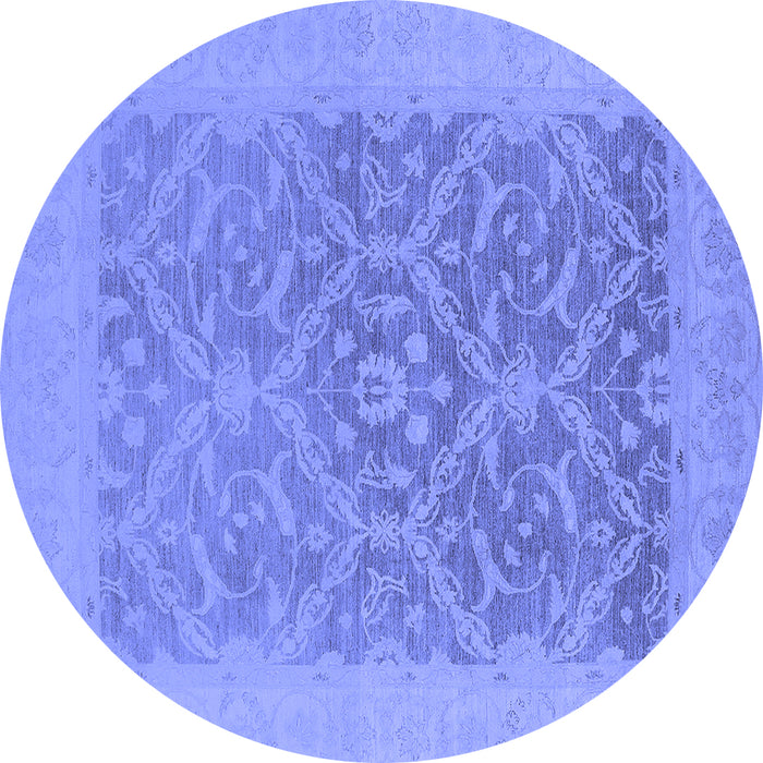 Round Oriental Blue Traditional Rug, urb783blu