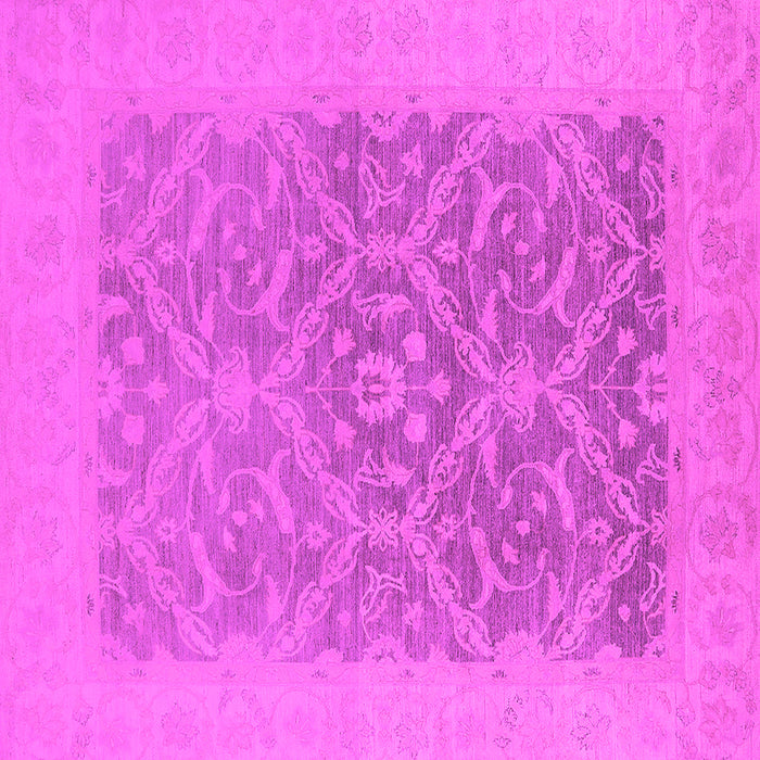 Square Machine Washable Oriental Pink Traditional Rug, wshurb783pnk