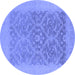 Round Machine Washable Oriental Blue Traditional Rug, wshurb783blu
