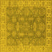 Square Machine Washable Oriental Yellow Traditional Rug, wshurb784yw