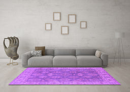 Machine Washable Oriental Purple Traditional Area Rugs in a Living Room, wshurb784pur