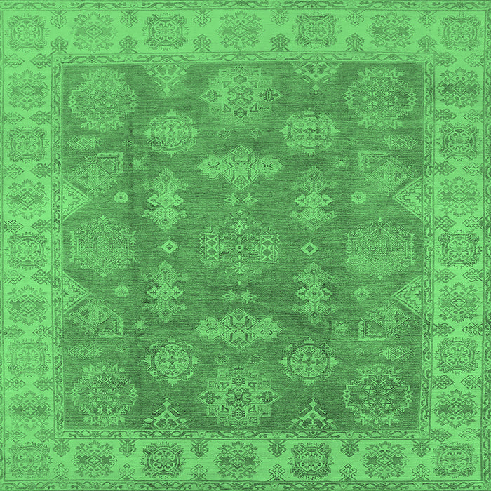 Square Machine Washable Oriental Emerald Green Traditional Area Rugs, wshurb784emgrn