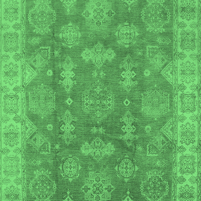 Machine Washable Oriental Emerald Green Traditional Area Rugs, wshurb784emgrn