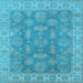 Square Machine Washable Oriental Light Blue Traditional Rug, wshurb784lblu