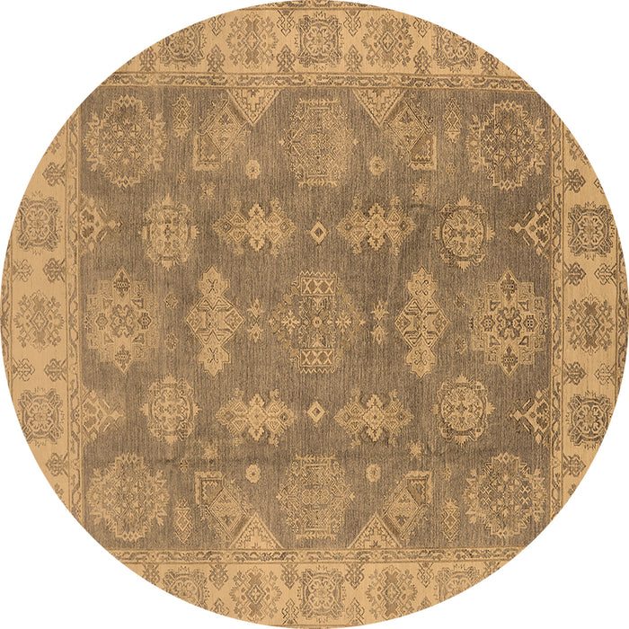 Round Oriental Brown Traditional Rug, urb784brn