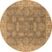 Round Oriental Brown Traditional Rug, urb784brn