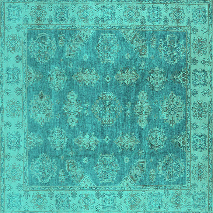 Square Oriental Turquoise Traditional Rug, urb784turq