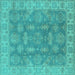 Square Oriental Turquoise Traditional Rug, urb784turq