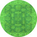 Round Oriental Green Traditional Rug, urb784grn