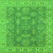 Square Machine Washable Oriental Green Traditional Area Rugs, wshurb784grn