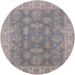 Round Mid-Century Modern Rosy Brown Pink Oriental Rug, urb784