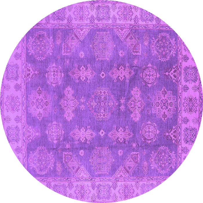 Round Machine Washable Oriental Purple Traditional Area Rugs, wshurb784pur