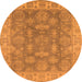 Round Oriental Orange Traditional Rug, urb784org