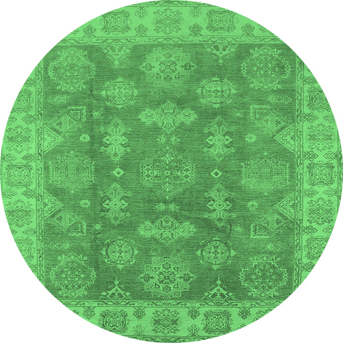 Round Oriental Emerald Green Traditional Rug, urb784emgrn