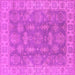 Square Machine Washable Oriental Pink Traditional Rug, wshurb784pnk