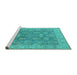 Sideview of Machine Washable Oriental Turquoise Traditional Area Rugs, wshurb784turq