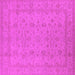 Square Machine Washable Oriental Pink Traditional Rug, wshurb785pnk