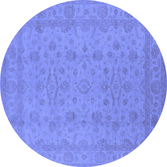 Round Oriental Blue Traditional Rug, urb785blu