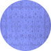 Round Oriental Blue Traditional Rug, urb785blu