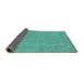 Sideview of Oriental Turquoise Traditional Rug, urb785turq