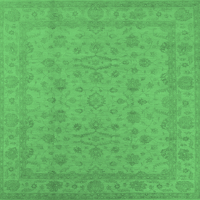 Square Oriental Emerald Green Traditional Rug, urb785emgrn