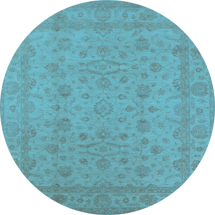 Round Oriental Light Blue Traditional Rug, urb785lblu