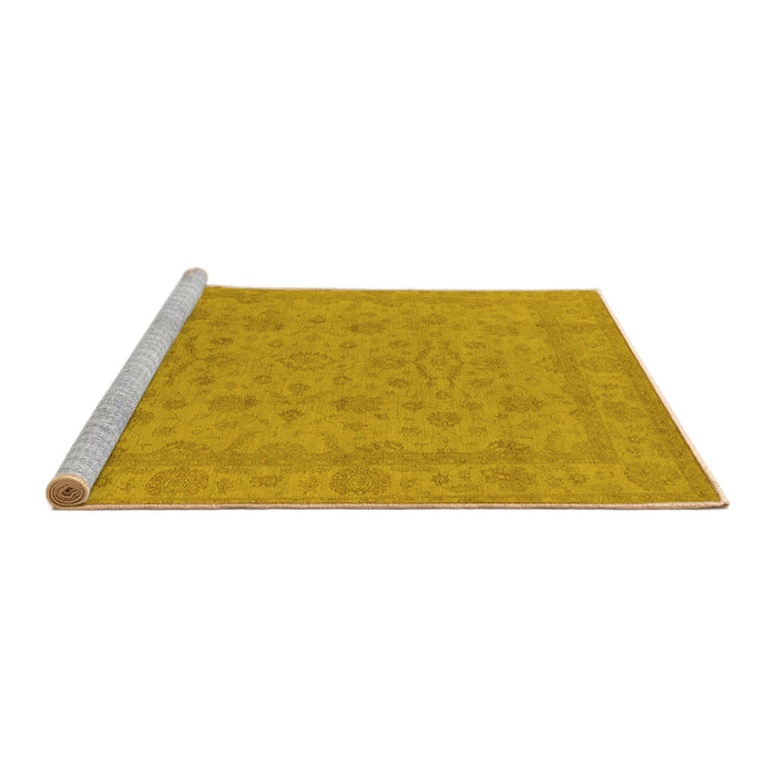Sideview of Machine Washable Oriental Yellow Traditional Rug, wshurb785yw