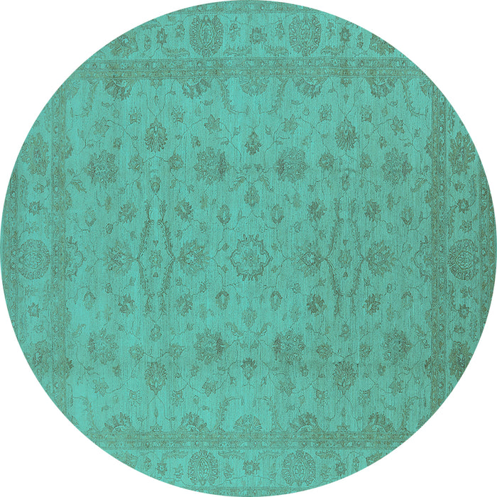 Round Oriental Turquoise Traditional Rug, urb785turq