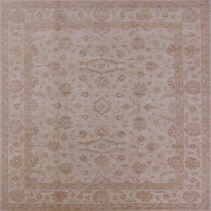 Square Mid-Century Modern Dark Almond Brown Oriental Rug, urb785