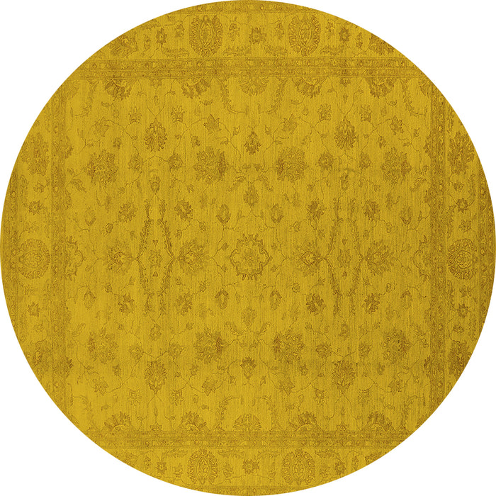 Round Oriental Yellow Traditional Rug, urb785yw