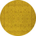 Round Oriental Yellow Traditional Rug, urb785yw