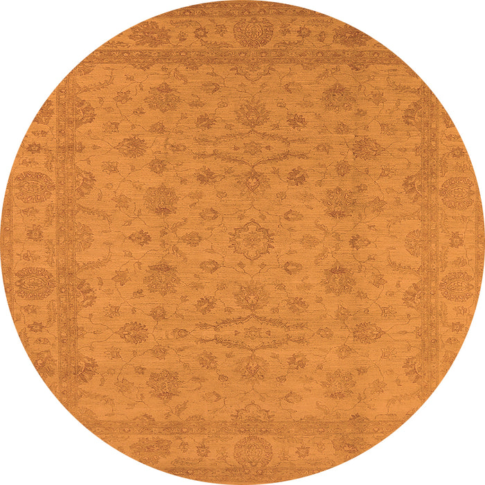 Round Oriental Orange Traditional Rug, urb785org