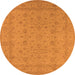 Round Oriental Orange Traditional Rug, urb785org