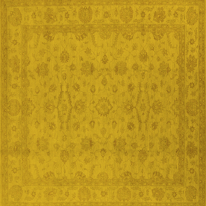 Square Machine Washable Oriental Yellow Traditional Rug, wshurb785yw