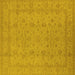 Square Machine Washable Oriental Yellow Traditional Rug, wshurb785yw