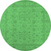 Round Oriental Emerald Green Traditional Rug, urb785emgrn
