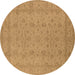 Round Machine Washable Oriental Brown Traditional Rug, wshurb785brn