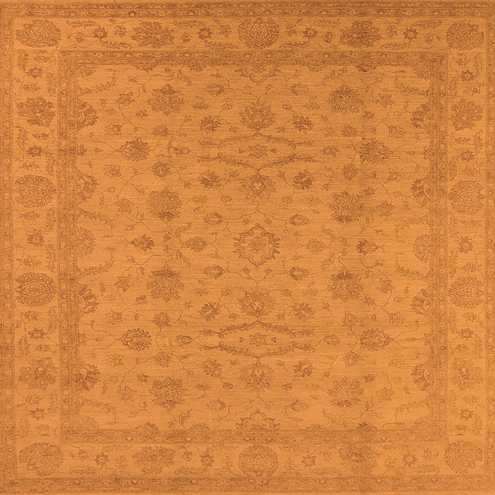 Square Machine Washable Oriental Orange Traditional Area Rugs, wshurb785org