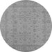 Round Machine Washable Oriental Gray Traditional Rug, wshurb785gry