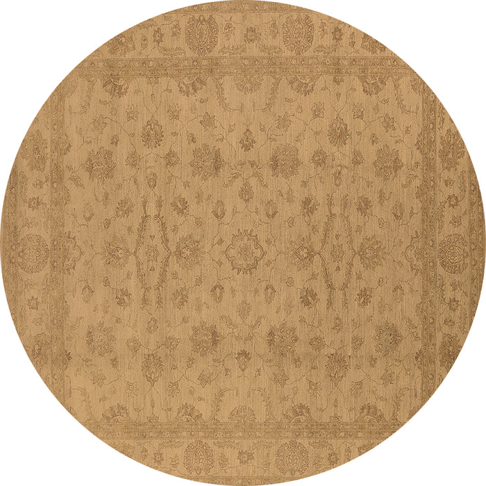 Round Oriental Brown Traditional Rug, urb785brn